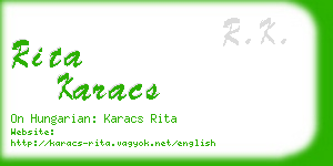 rita karacs business card